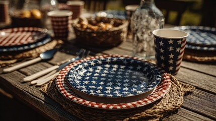 Patriotic outdoor picnic tableware