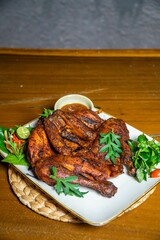 Roasted Whole chicken with christmas decoration