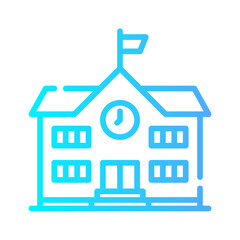 Obraz premium college icon spesial line with gradient color blue_school building