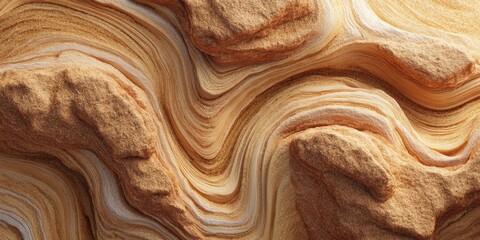 Close-up of Swirling Patterns in Golden Desert Sandstone