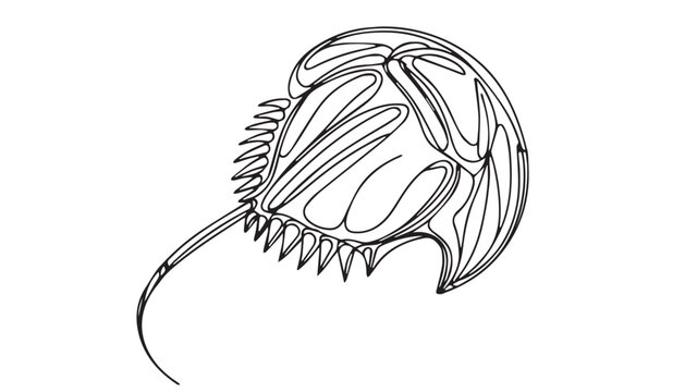 recommend clip art: Continuous one single minimal line drawing Horseshoe crab