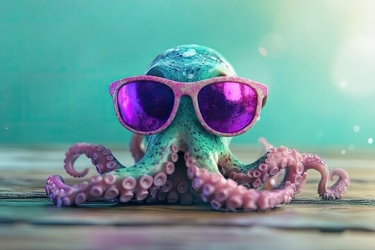 Cute octopus wearing sunglasses (1)