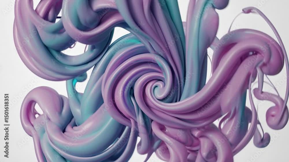 Poster vibrant turquoise and pink pigments merging dynamically, generating mesmerizing swirling patterns ag