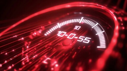 Red speedometer needle at 10, night driving, speed