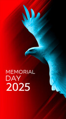 Bold Blue Eagle Illustration – Memorial Day 2025 Tribute Poster