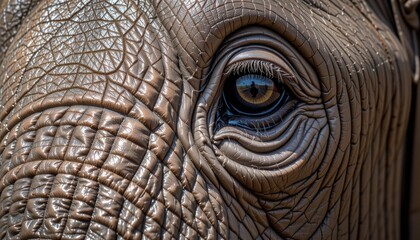 Fototapeta premium Close-up of an elephant's textured skin and eye.