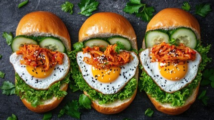 Sandwiches with Egg and Kimchi