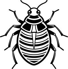 Bed bug line art vector art icon black and white 