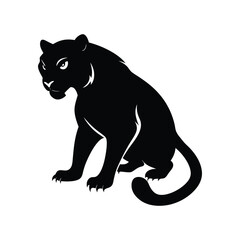 Crouching Tiger Focused Silhouette Vector