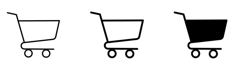 Shopping cart vector icons set isolated on transparent background, e-commerce, online shop, vector