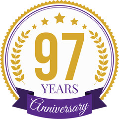 Logo 97 Years Anniversary Celebration Design Template.