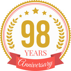 Logo 98 Years Anniversary Celebration Design Template.