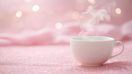 Cup with Steam in Pink Setting