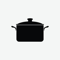 Minimalist Cookware Silhouette Vector – 2D Flat Black Kitchenware Design on White Background