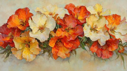 Floral Painting with Orange and Yellow Flowers