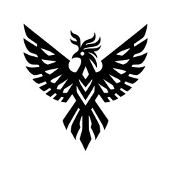 Obraz premium Black Bold Tribal Phoenix Vector Illustration