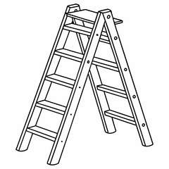 Simple line art vector illustration of an A-frame or step ladder. A common household tool, suitable for DIY projects, home improvement graphics, construction themes, and utility icons. 