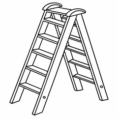 Simple line art vector illustration of an A-frame or step ladder. A common household tool, suitable for DIY projects, home improvement graphics, construction themes, and utility icons. 