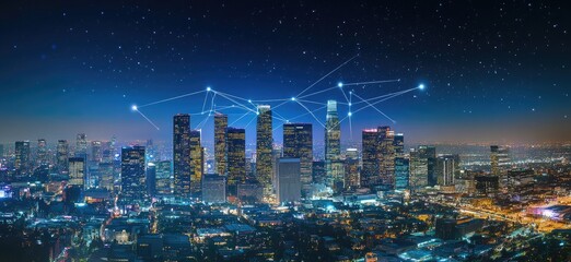 Obraz premium Cityscape at Night, Networked Metropolis