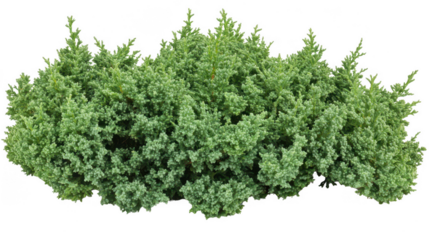 Green Bush with Detailed Foliage Isolated on a PNG Transparent Background