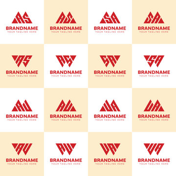 Letters MAS WAS MAU WAU AS AU Logo Set, suitable for any business