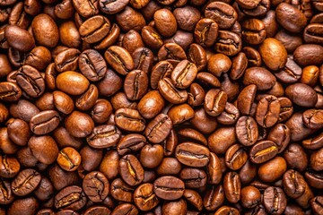 Roasted Coffee Beans Isolated on White Background