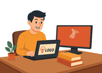 young man with laptop