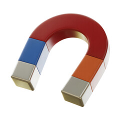 3d horseshoe magnet isolated on transparent background