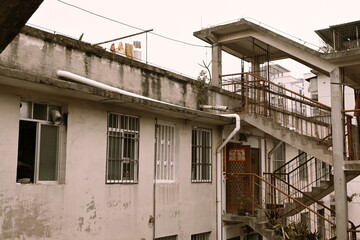 Chinese retro architecture twin staircase residential complex 