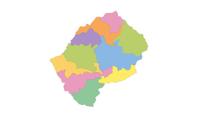 Multicolor Map of Lesotho with Districts