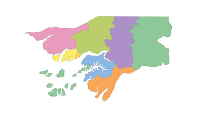 Multicolor Map of Guinea-Bissau with Regions