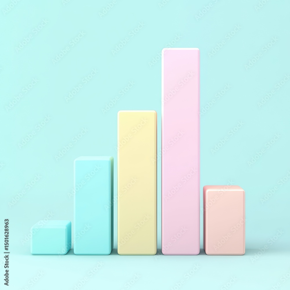 Poster colorful minimalist bar graph displaying data representation on soft pastel background