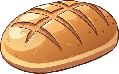 Freshly Baked Artisan Bread Loaf with Crisscross Pattern – Golden Brown Crust, Soft Texture, Nutritious Homemade Bakery Product, Perfect for Breakfast, Sandwiches, Toast, Appetizing Culinary Delight