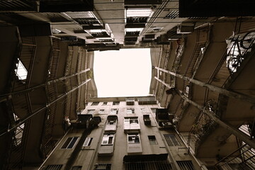 Chinese retro architecture twin staircase residential complex 