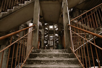 Chinese retro architecture twin staircase residential complex 