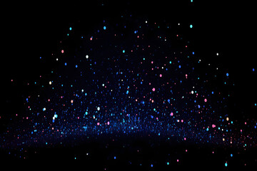 Dots Neon Light Effects with Glowing Colorful Digital Particles &ndash; Abstract Sci-Fi Tech Overlay Dark Background