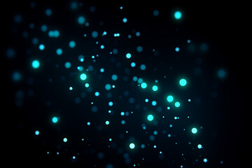 Fototapeta premium Dots Neon Light Effects with Glowing Colorful Digital Particles – Abstract Sci-Fi Tech Overlay Dark Background