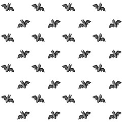 Simple seamless Halloween pattern with cute flying cartoon bats on transparent background, ideal for spooky season printables, wrapping paper, party supplies and digital art projects