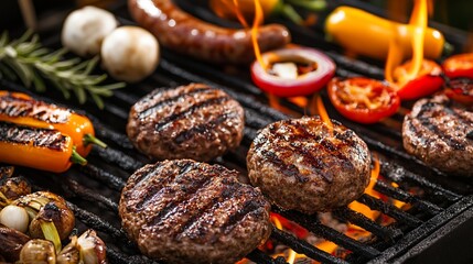 Sizzling Summer BBQ: Grilled Burgers and Veggies