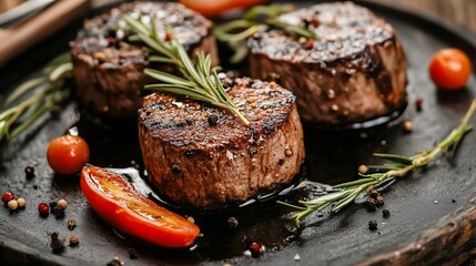 Sizzling Gourmet Beef Filet Mignons with Rosemary and Cherry Tomatoes