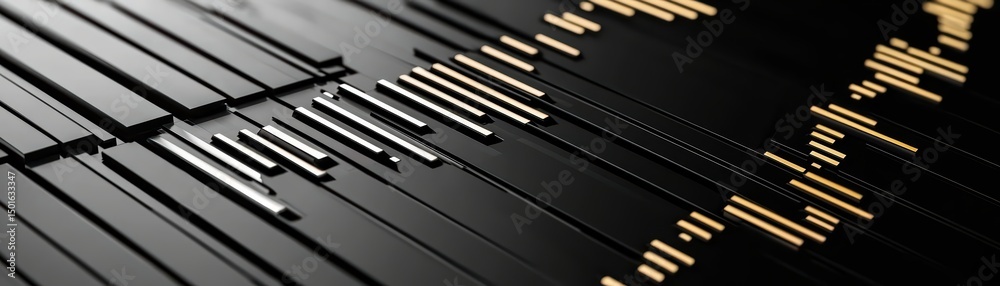 Poster abstract black and gold design with shiny lines and patterns creating a modern artistic background