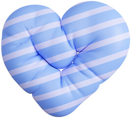 3D Fun colorful inflatable heart balloon shape. Playful creative graphic form isolated clipart. Render of geometric modern y2k illustration