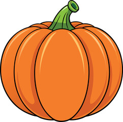 Vibrant Orange Pumpkin Illustration - Halloween Decor, Fall Harvest, Thanksgiving Theme, Autumn Produce, Seasonal Gourd, Jack-o'-Lantern Art, Fresh Organic Vegetable, Festive Holiday Graphics