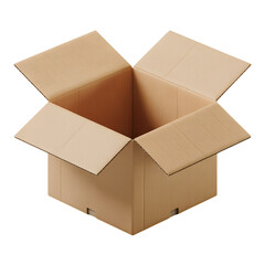 Open cardboard box isolated on transparent background