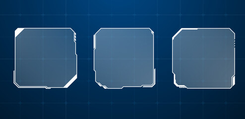 Futuristic Hud square or technology box blue vector illustration