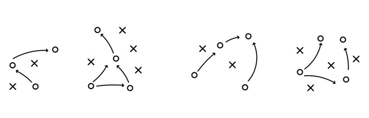 football tactics icon set. game success strategy in football vector.