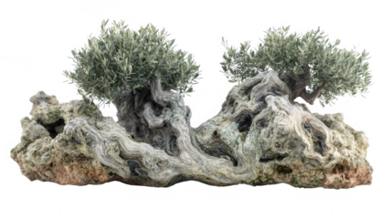 Detailed illustration of a traditional olive tree with PNG transparent background