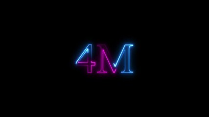 Neon glowing 4 million subscribers celebration