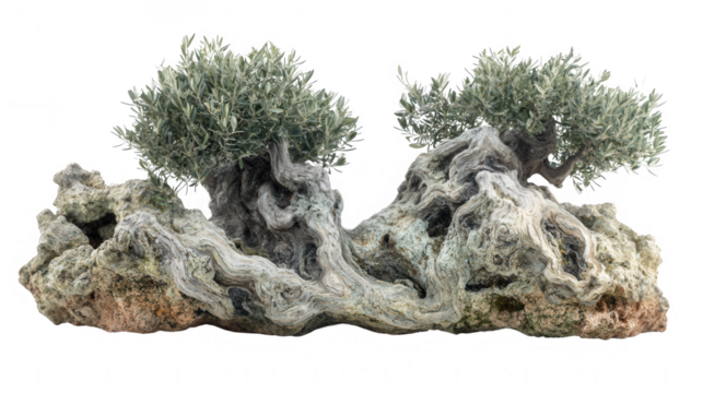 Detailed illustration of a traditional olive tree with PNG transparent background - Powered by Adobe