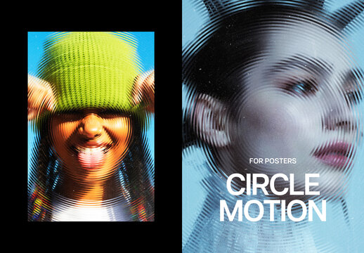 Circle Spin Poster Photo Effect Mockup
